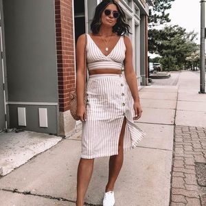Abercrombie striped linen bra top and skirt set